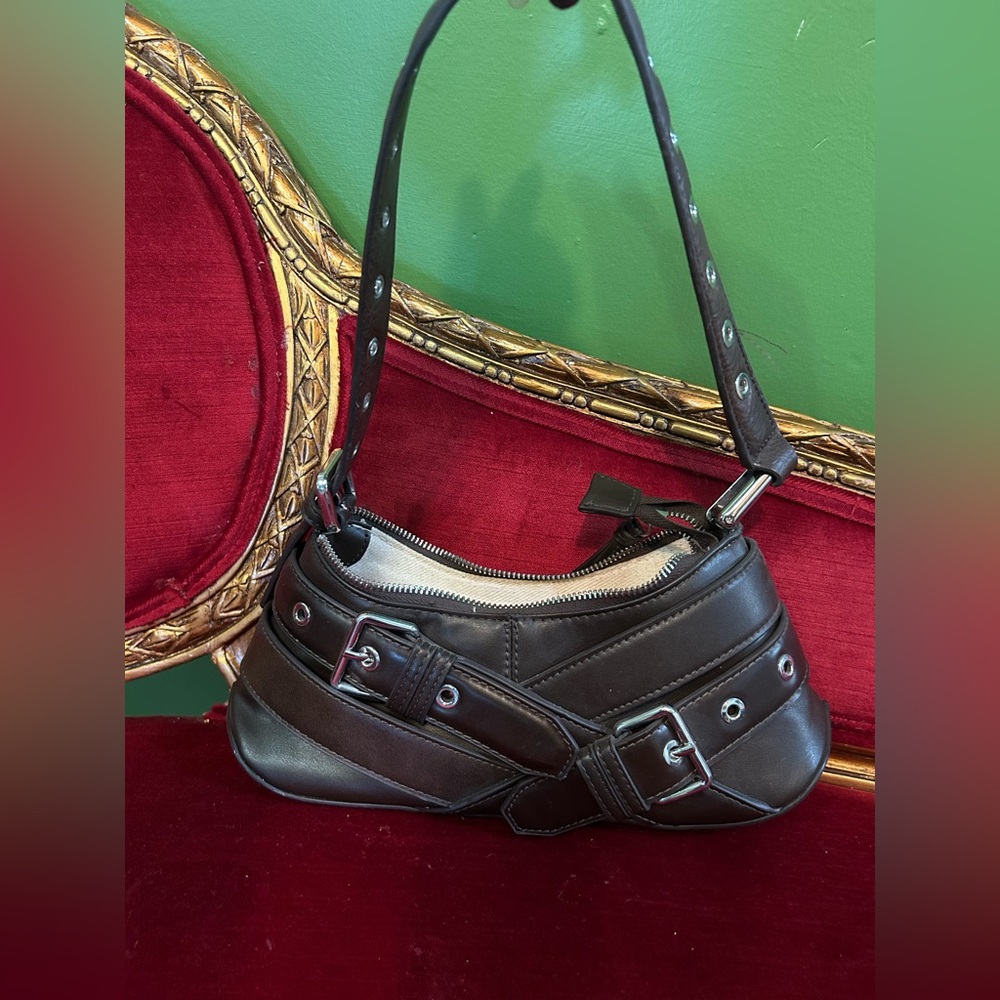 Zara Brown Leather Buckle Shoulder Bag